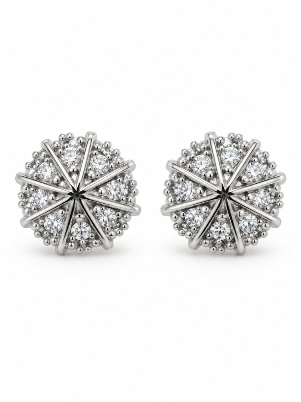 Elena Silver Starburst Crystal Stainless Steel Stud Earrings
